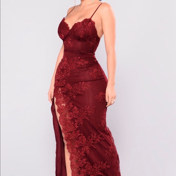 Fashion Nova Dresses & Skirts - A night in Tokyo lace dress-Burgendy